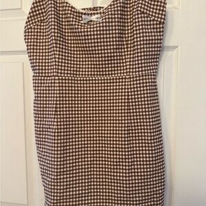 Urban Outfitters Brown Checkered Mini Dress